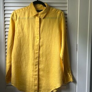 Women’s ladies Ralph Lauren yellow gold linen top shirt blouse medium
